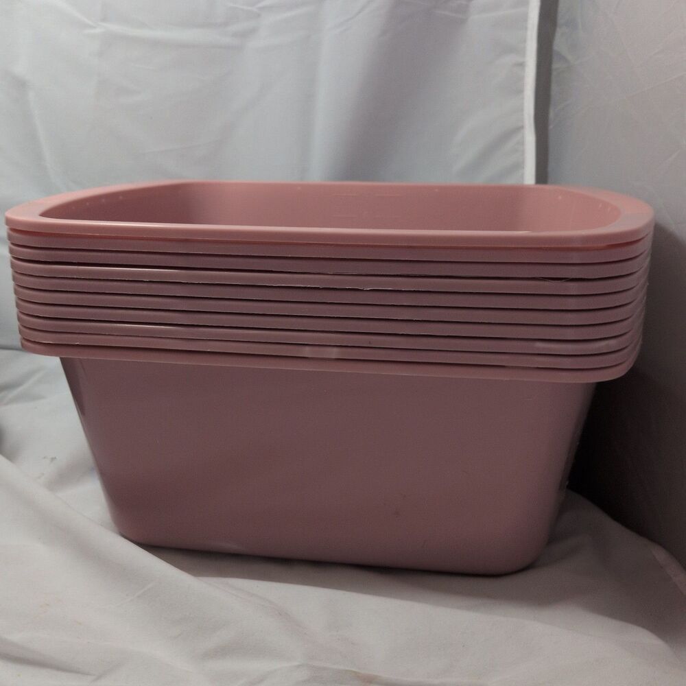 10 Pcs Rose Rectangular Plastic Wash Basin Tub With Graduations 7 Quart